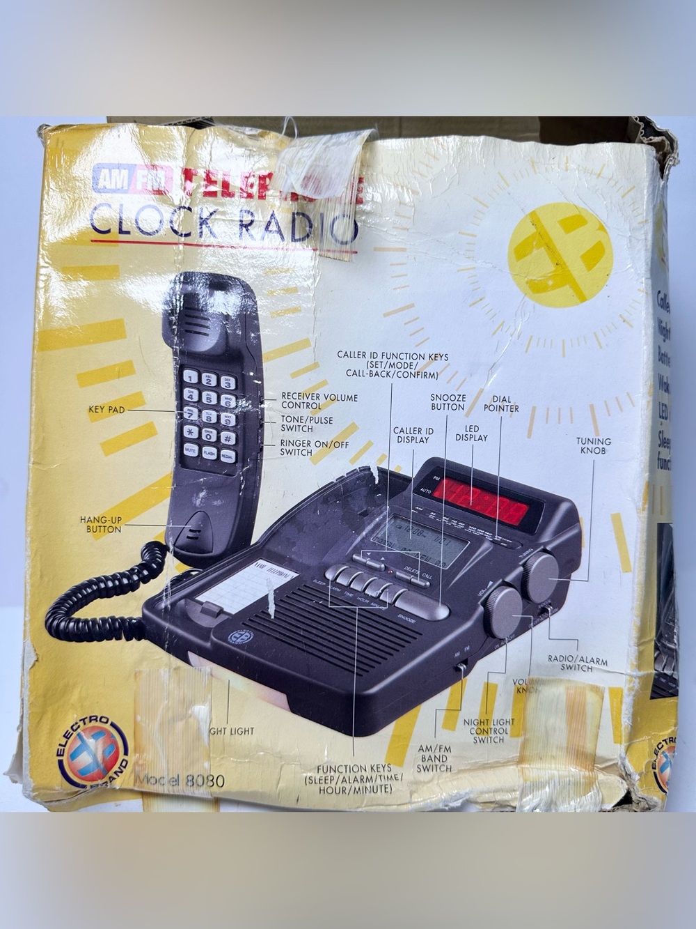 Vintage ‘99 Electro Brand Telephone Clock Radio Nightlight Caller ID-8080-NEW - Picture 2 of 12